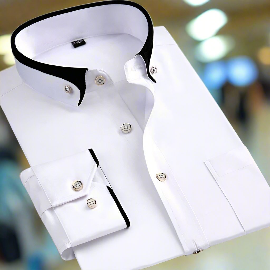 Petr - Camicia classica in cotone con maniche lunghe