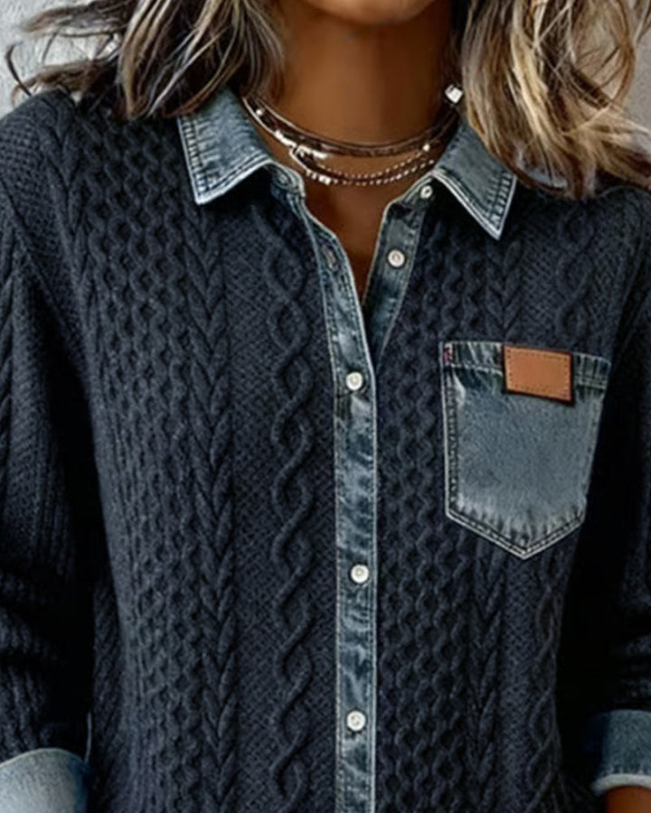 Sonia | Camicia a maniche lunghe con dettagli in denim