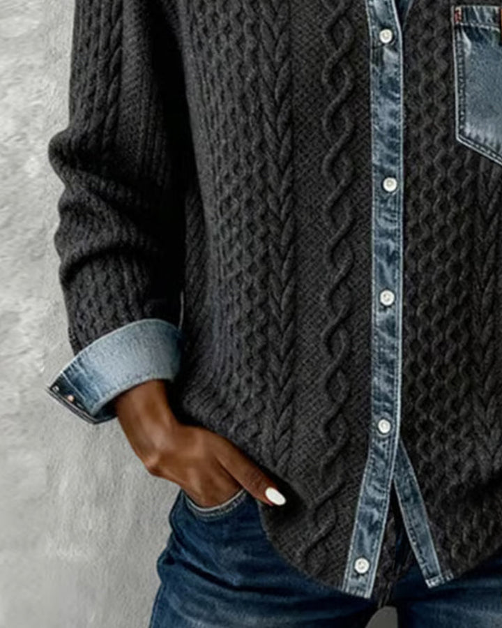 Sonia | Camicia a maniche lunghe con dettagli in denim