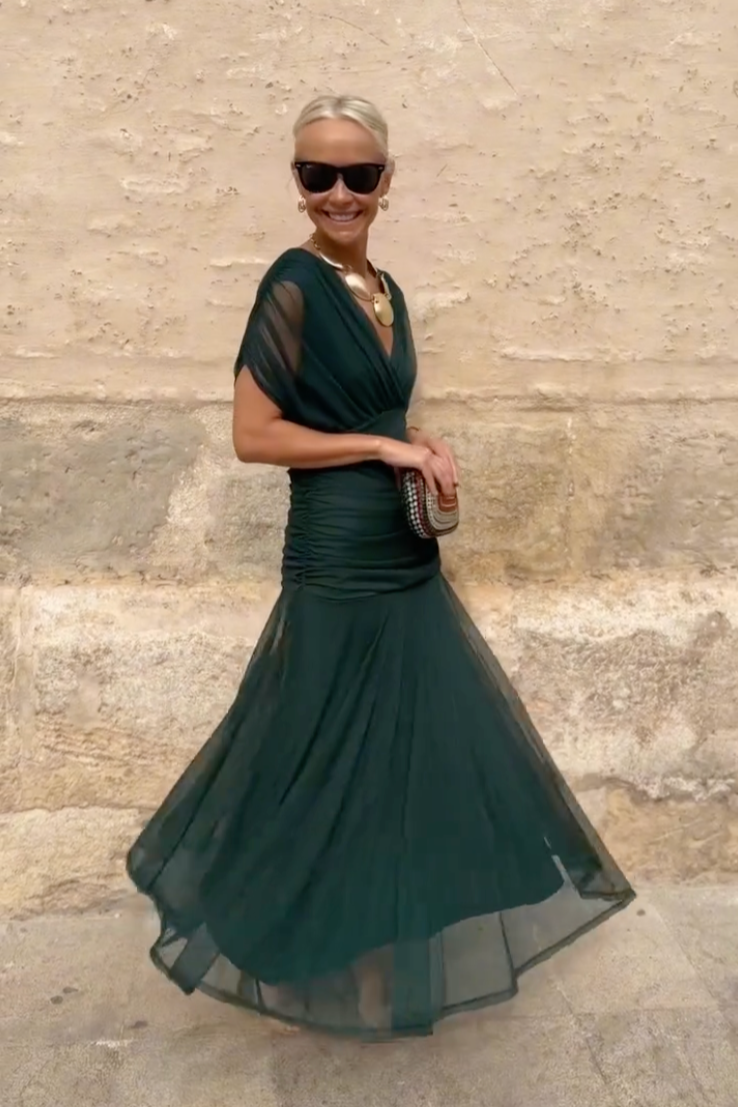 Louise | Abito Maxi Elegante da Festa con Collo a V