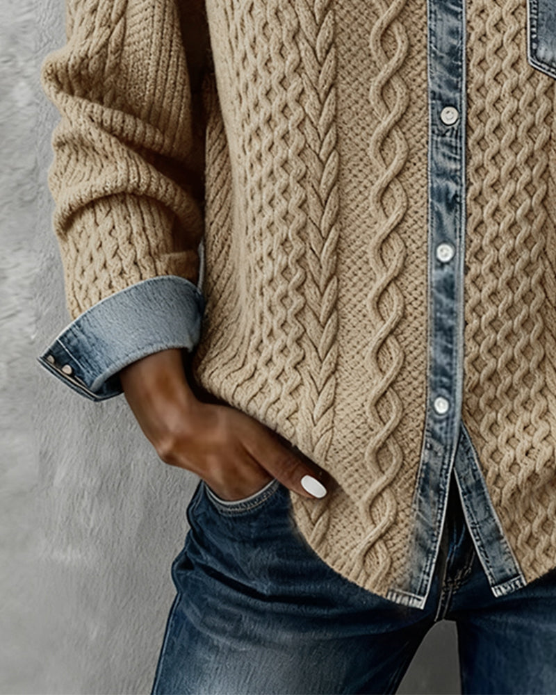 Sonia | Camicia a maniche lunghe con dettagli in denim