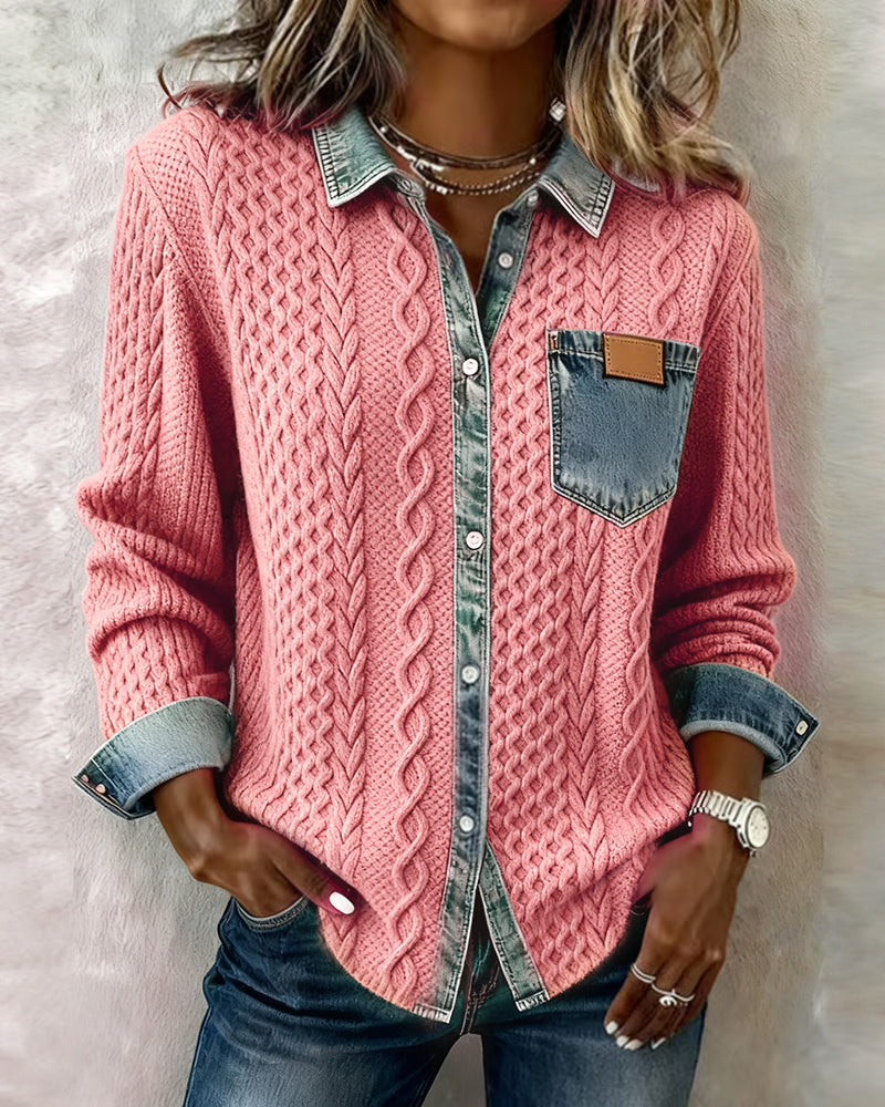 Sonia | Camicia a maniche lunghe con dettagli in denim