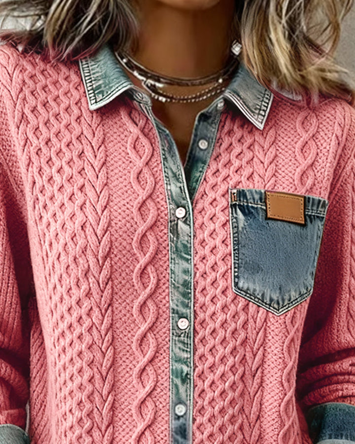 Sonia | Camicia a maniche lunghe con dettagli in denim