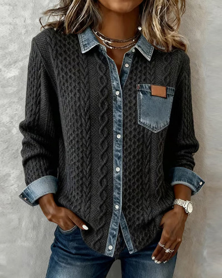 Sonia | Camicia a maniche lunghe con dettagli in denim