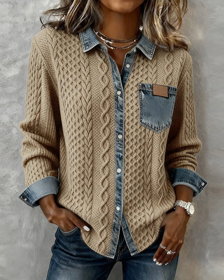 Sonia | Camicia a maniche lunghe con dettagli in denim