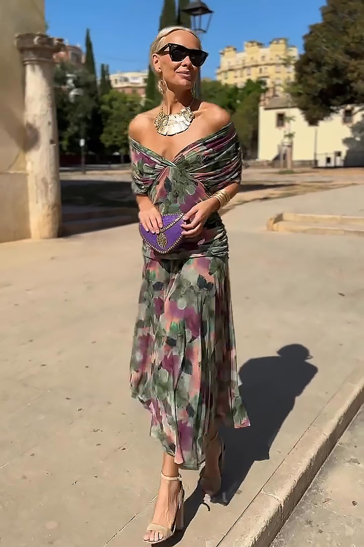 Louise | Abito Maxi Elegante da Festa con Collo a V