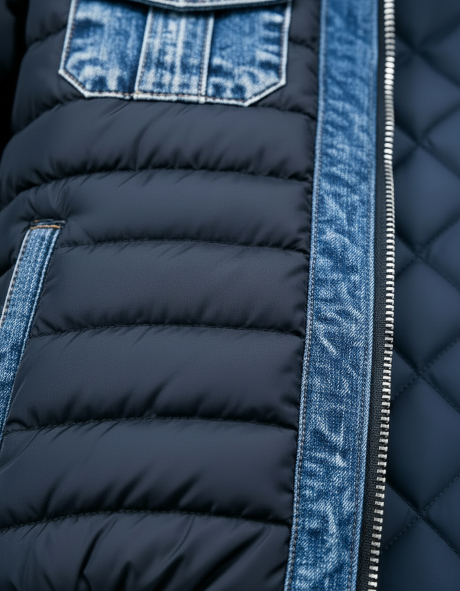 Pavel - Giacca ibrida in denim trapuntato
