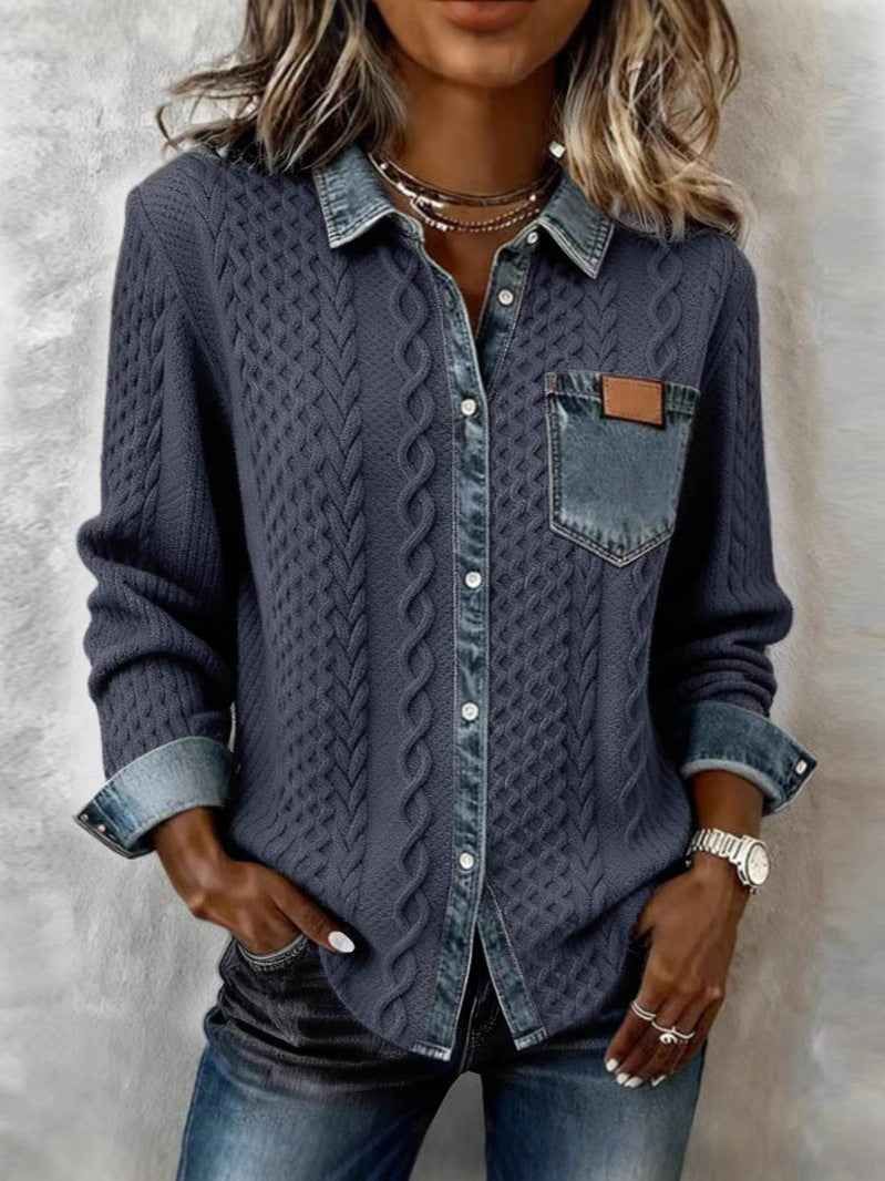 Sonia | Camicia a maniche lunghe con dettagli in denim