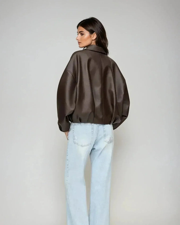 Arvella – Giacca in pelle vegana con cintura