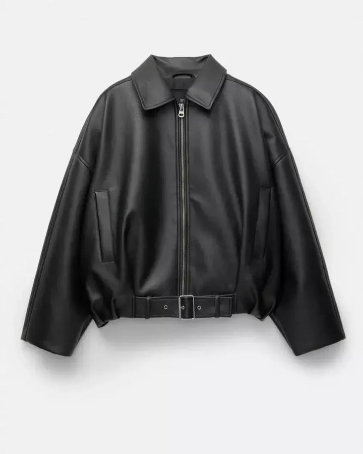 Arvella – Giacca in pelle vegana con cintura