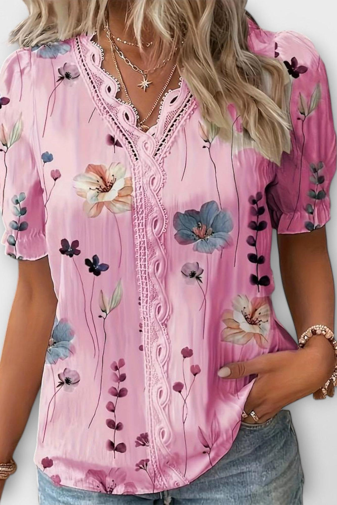 Bruna - Top elegante con scollatura a V a forma di cuore