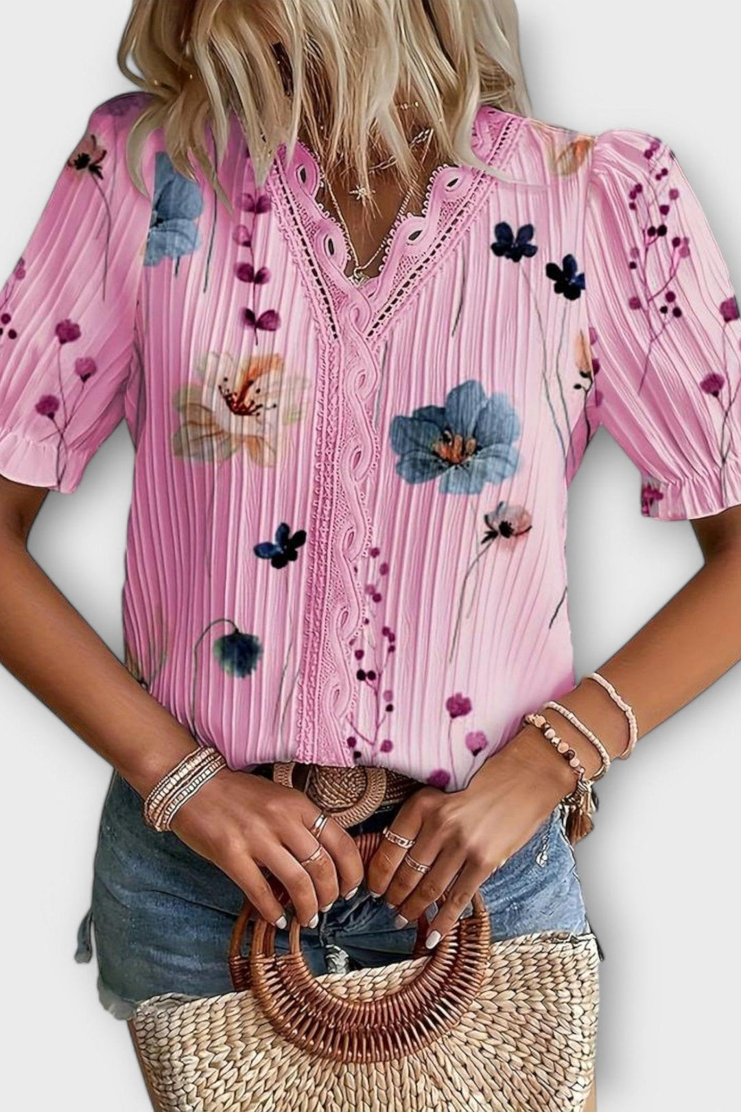 Bruna - Top elegante con scollatura a V a forma di cuore