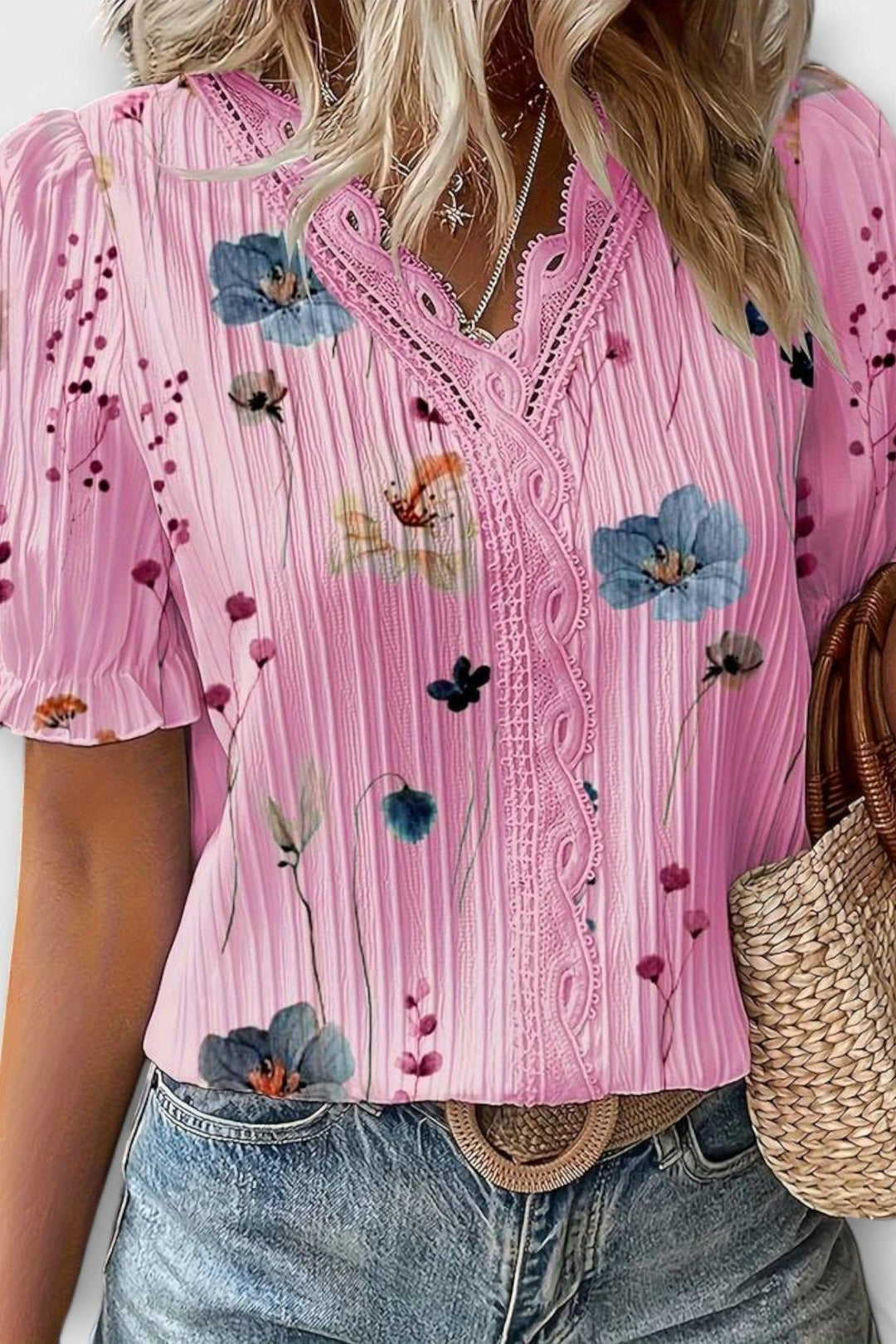 Bruna - Top elegante con scollatura a V a forma di cuore