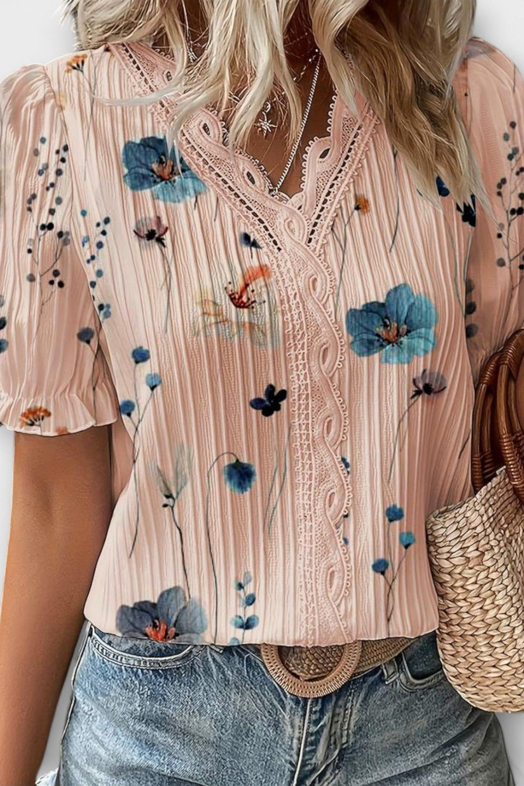 Bruna - Top elegante con scollatura a V a forma di cuore