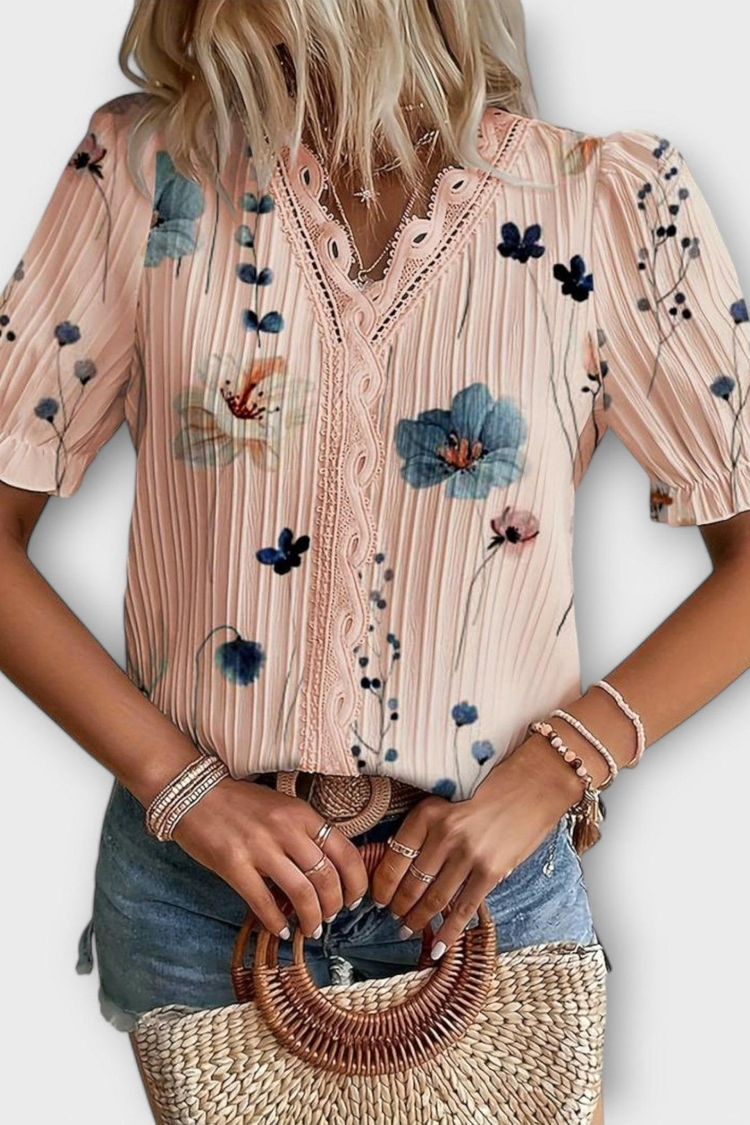 Bruna - Top elegante con scollatura a V a forma di cuore