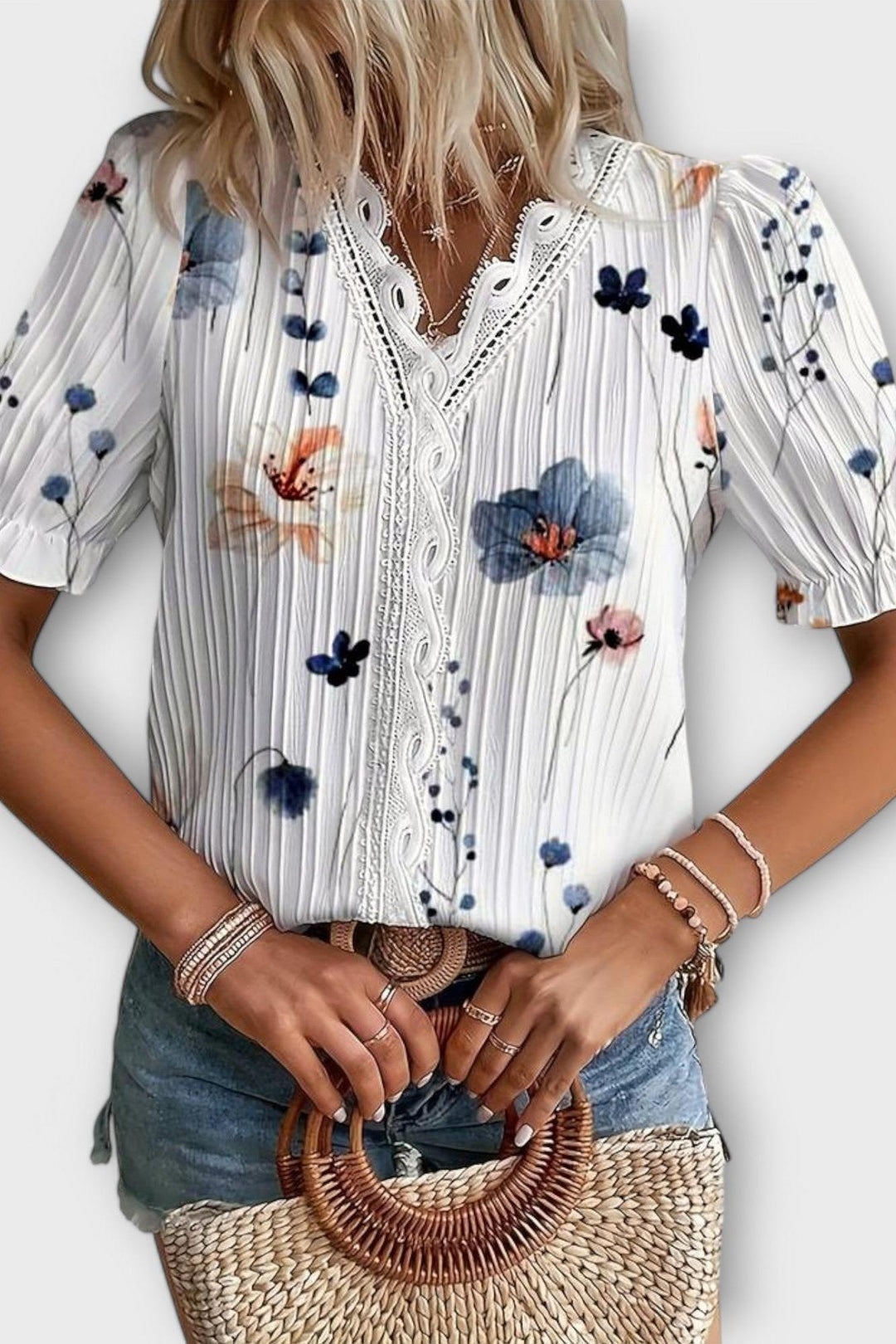 Bruna - Top elegante con scollatura a V a forma di cuore