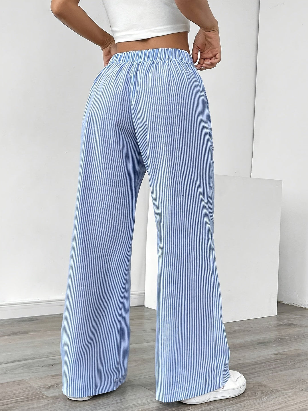 Sunnyi - Pantaloni Casual a Righe Con Gamba Larga