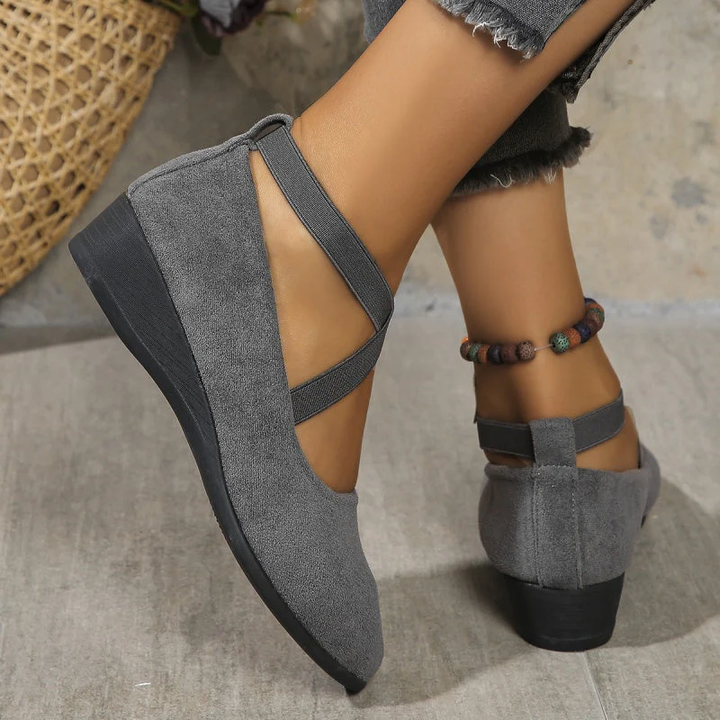 Aria | Scarpe da Donna Slip-On con Cinghie Incrociate e Tacco a Zeppa