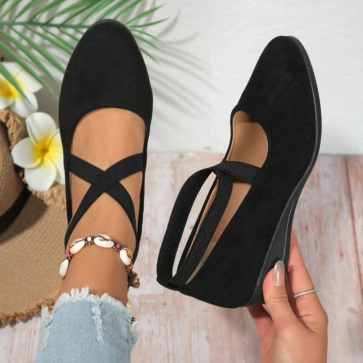 Aria | Scarpe da Donna Slip-On con Cinghie Incrociate e Tacco a Zeppa