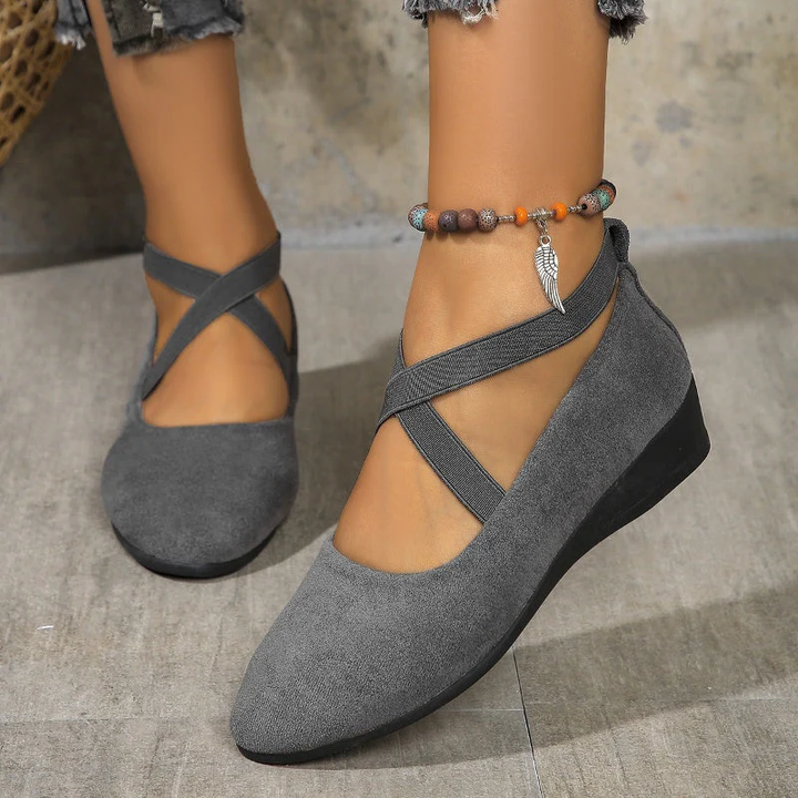 Aria | Scarpe da Donna Slip-On con Cinghie Incrociate e Tacco a Zeppa