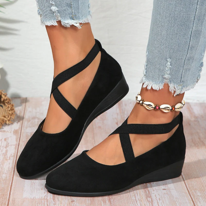 Aria | Scarpe da Donna Slip-On con Cinghie Incrociate e Tacco a Zeppa