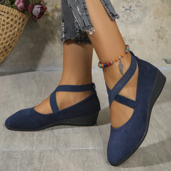 Aria | Scarpe da Donna Slip-On con Cinghie Incrociate e Tacco a Zeppa