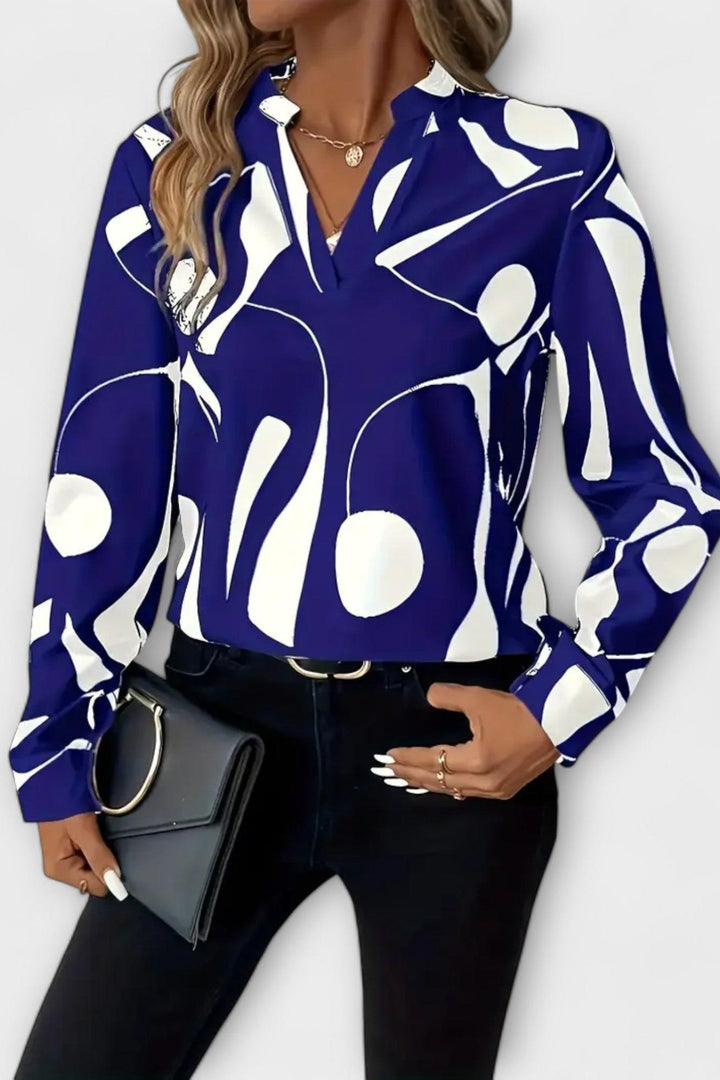 Joana - Blusa elegante a maniche lunghe con scollatura a V