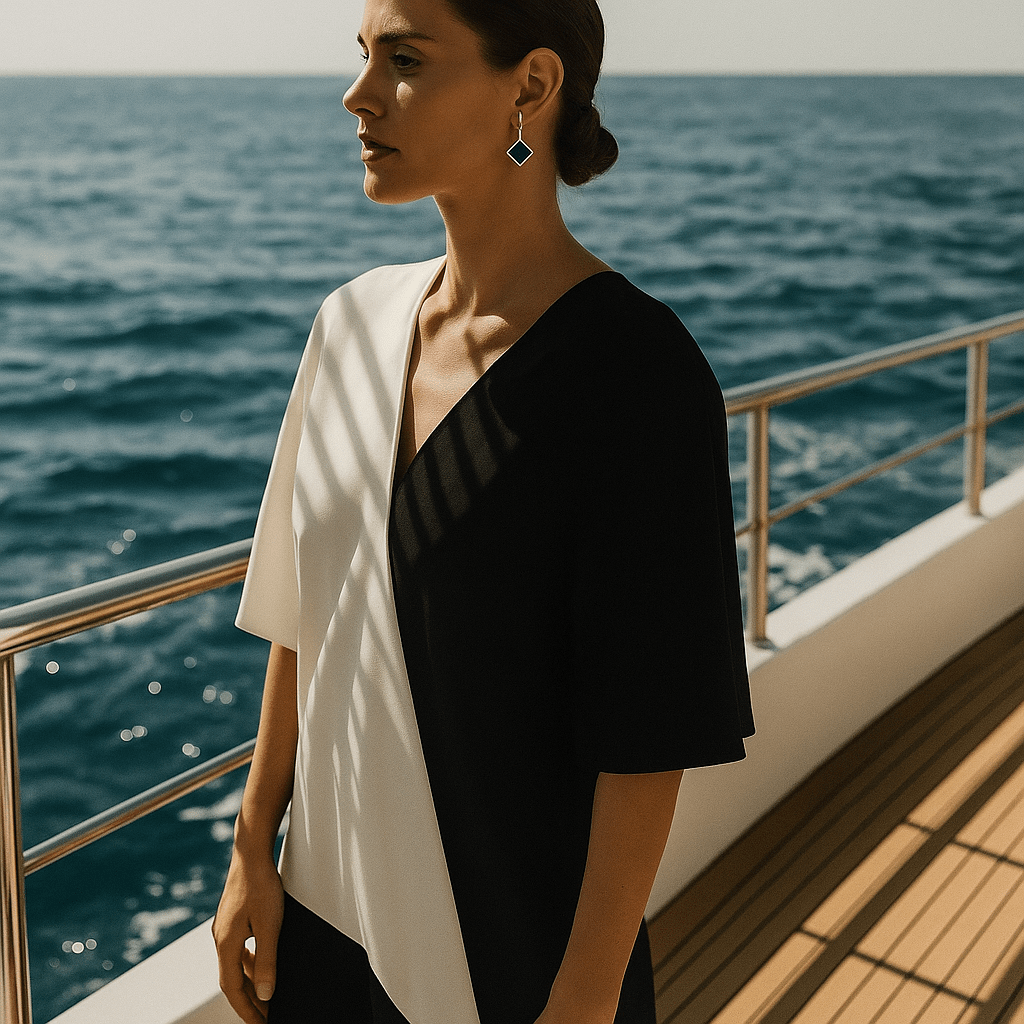 Orecchini con gemme nere quadrate