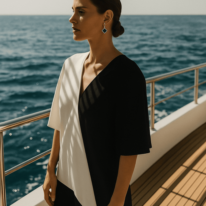 Orecchini con gemme nere quadrate