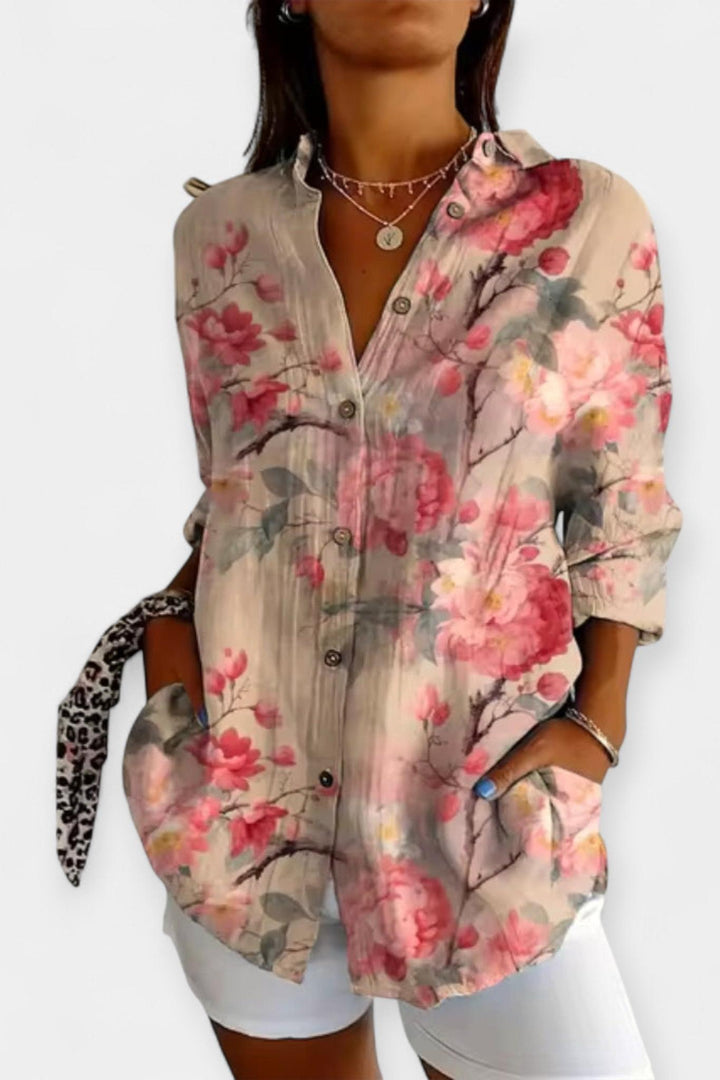 Camicia a bottoni con motivo floreale