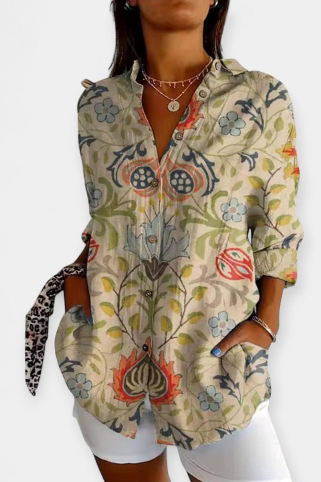 Camicia a bottoni con motivo floreale