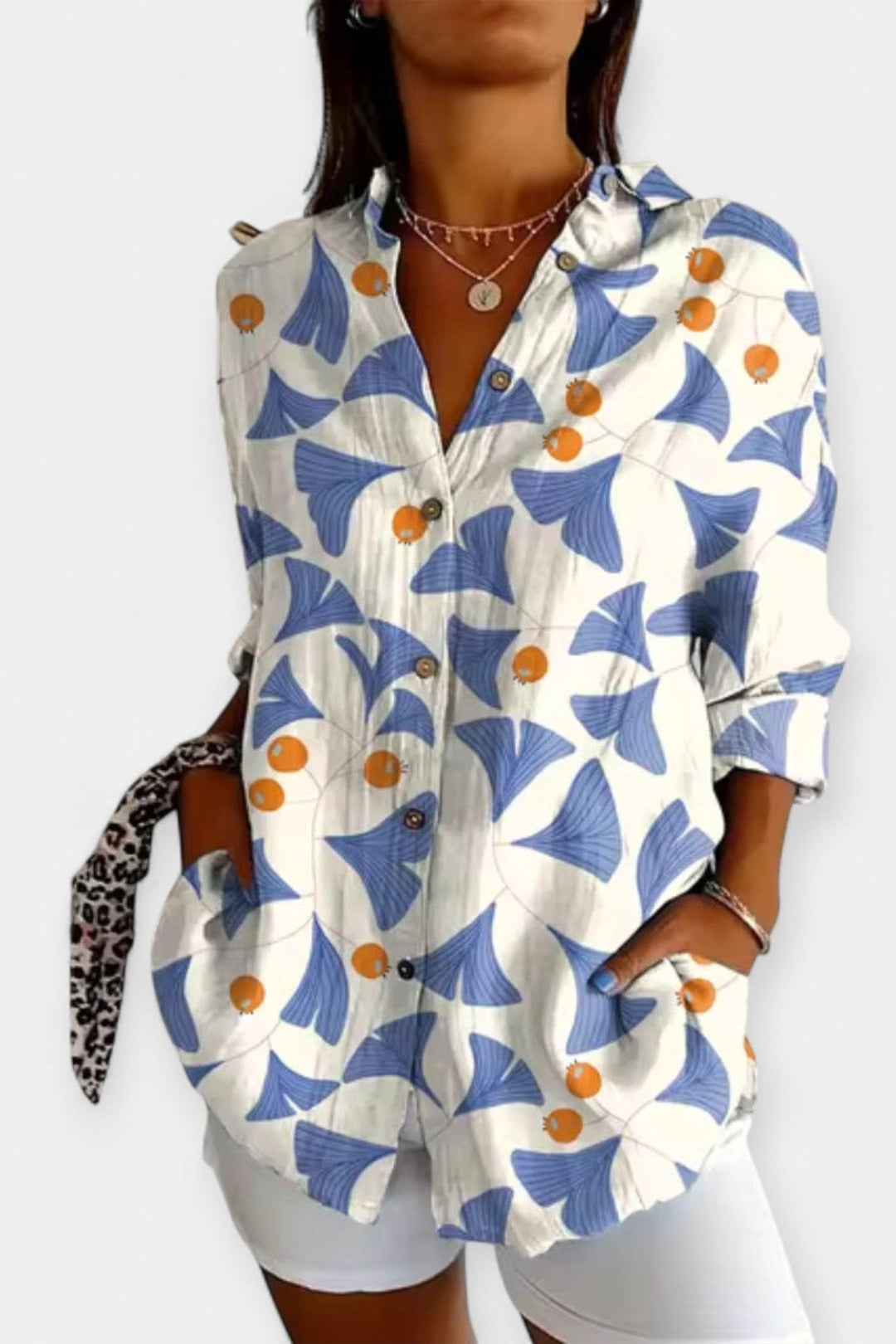 Camicia a bottoni con motivo floreale