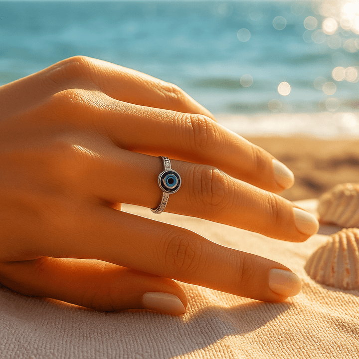 Anello in marmo argentato