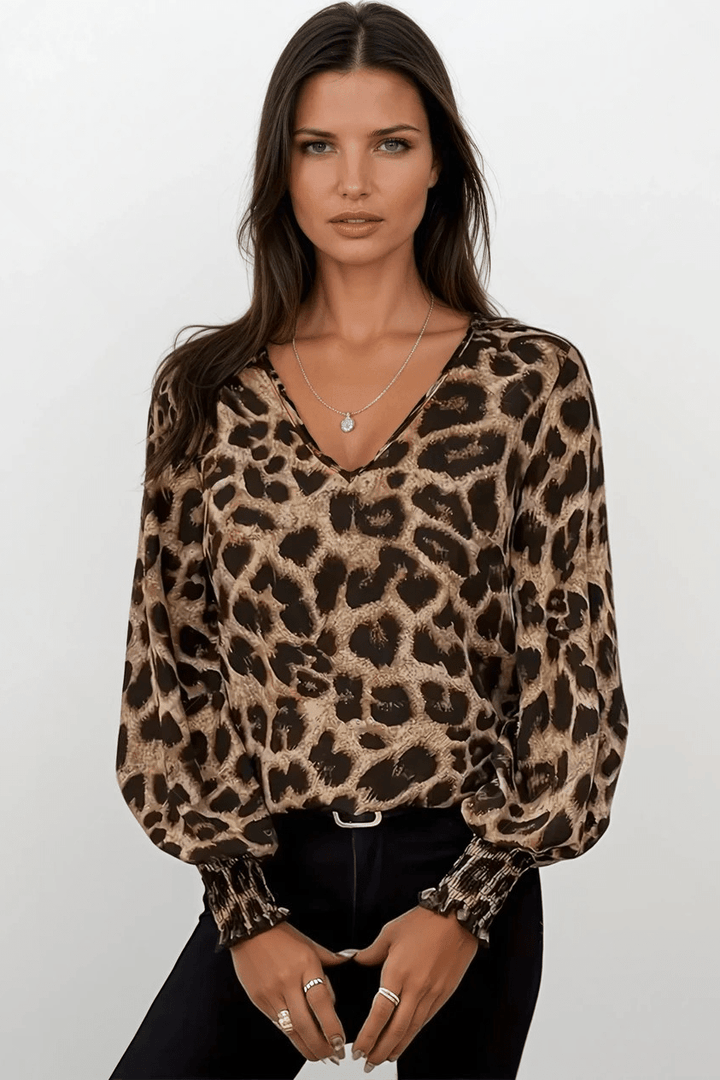 Susana - Blusa elegante con stampa leopardata