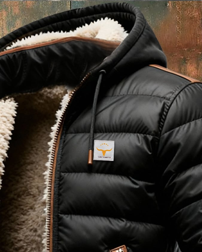 Josef - Giacca invernale trapuntata nera Sherpa