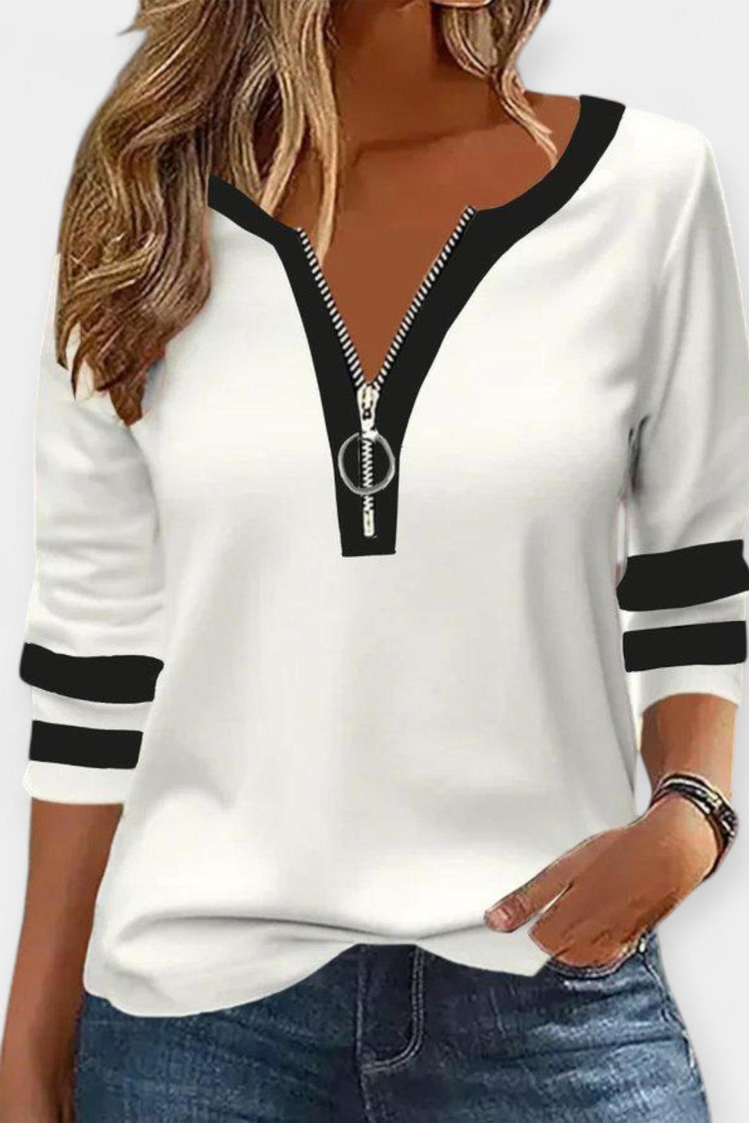 maglietta a maniche lunghe con zip