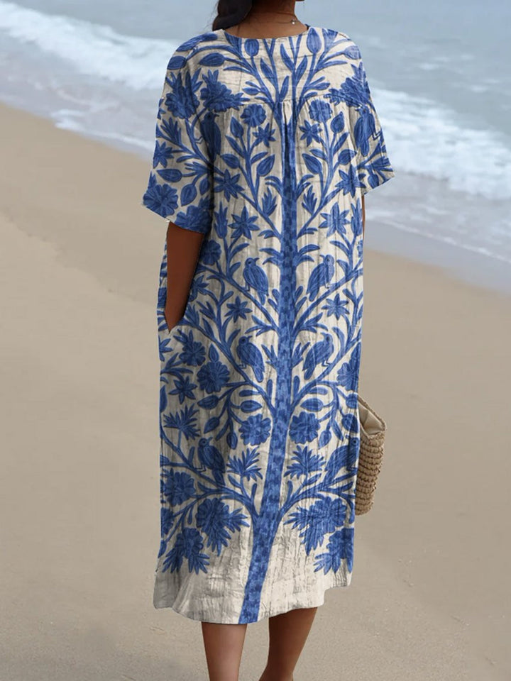 Noa™ | Vestito a Fiori Blu Marino