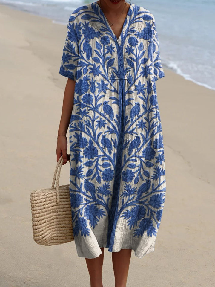 Noa™ | Vestito a Fiori Blu Marino
